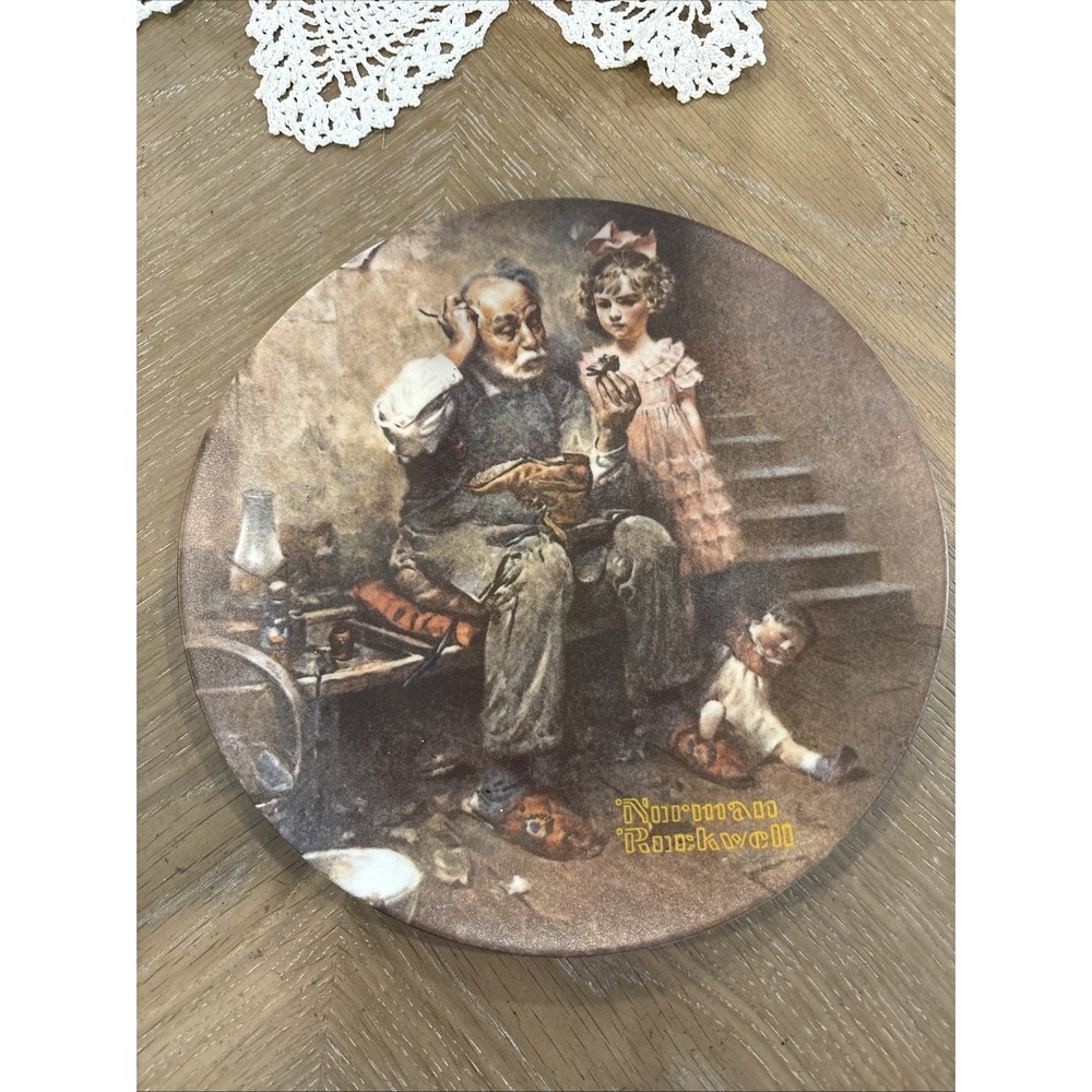 Vtg 1978 NORMAN ROCKWELL Plate THE COBBLER or DOLLY'S SHOE Cottage Core Decor